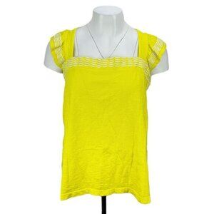 NWT ST.JOHN'S BAY Women's Square Neck Embroidered Ruffle Top Sz XXL Petite Lemon